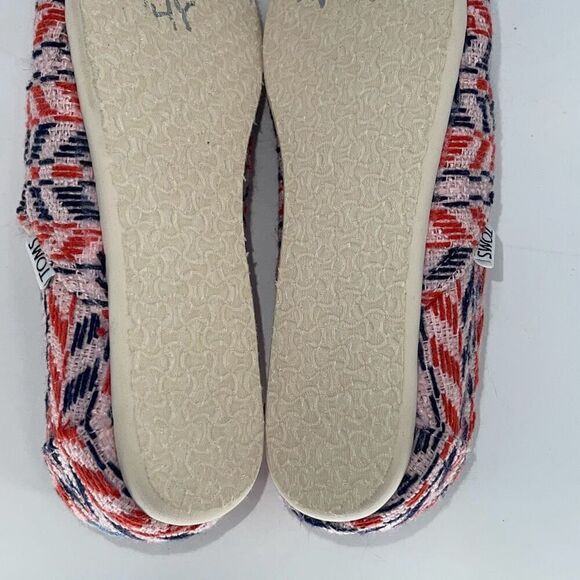 TOMS‎ Womens Alpargatas Chevron Redondo Faux Shearling Flats Pink Blue 7.5 NWOT - Picture 8 of 8